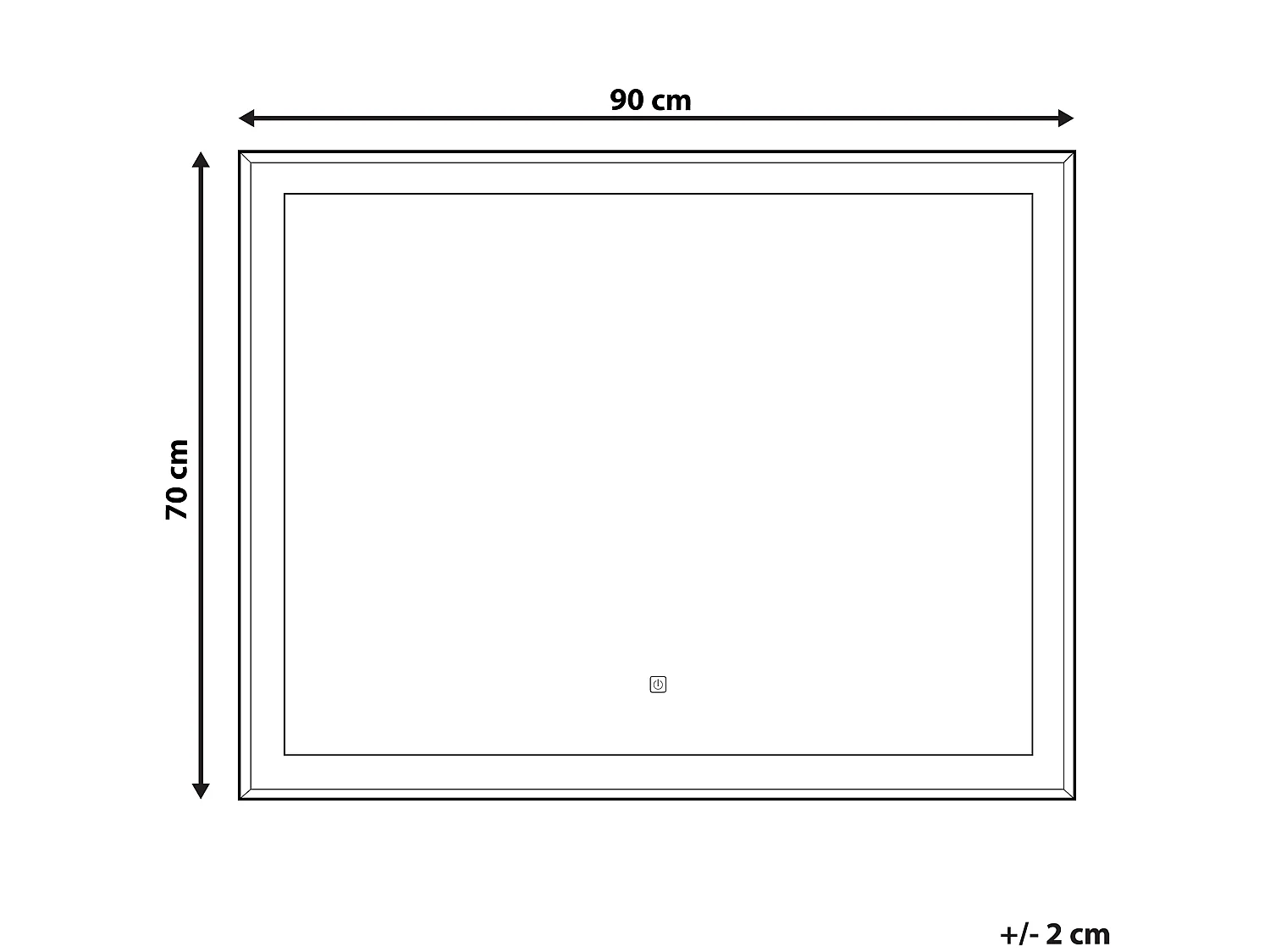 Espelho LED para casa de banho ARGENS 90 cm 70 cm Prateado