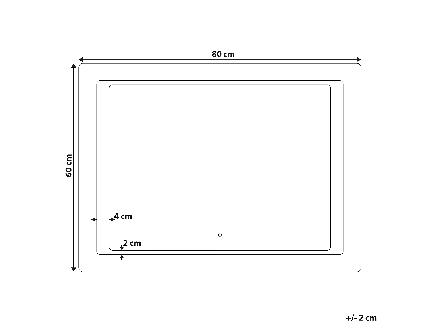 Miroir de salle de bain LED WASSY 80 cm 60 cm Argenté