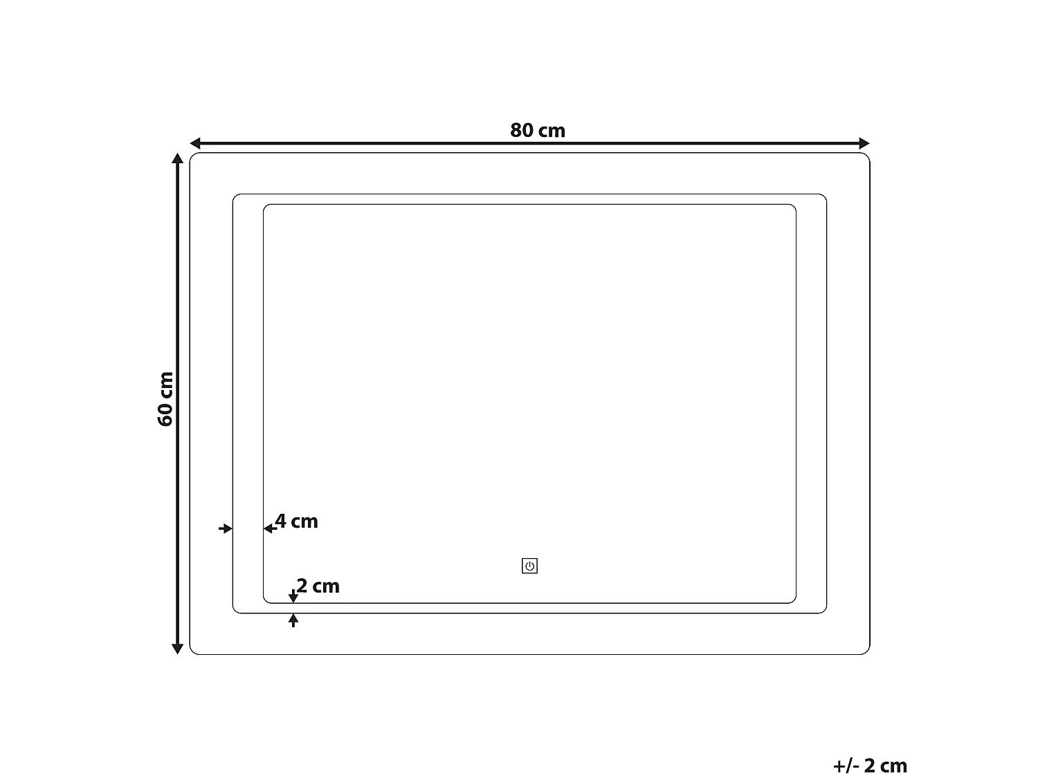 Specchio da bagno con luce LED WASSY 80 cm 60 cm Argento