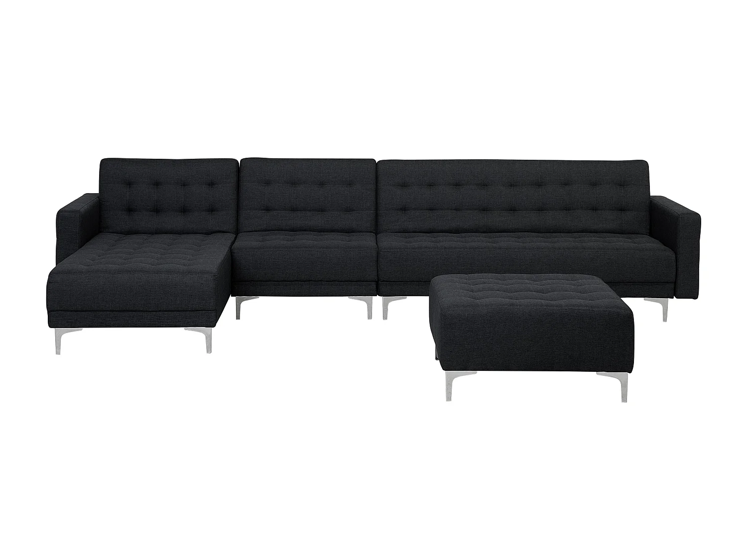 Canapé-lit d'angle modulable ABERDEEN Tissu Gris graphite avec ottoman 5 places Côté droit