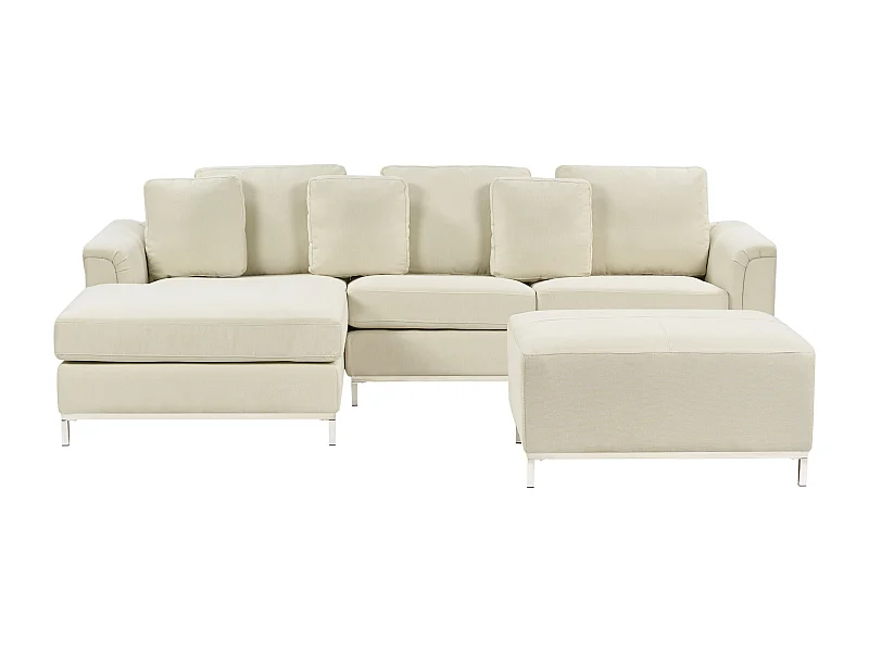 Modernes Ecksofa mit Ottomane rechtsseitig beige Polsterbezug Oslo