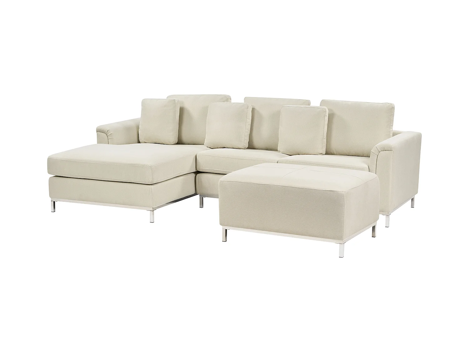 Modernes Ecksofa mit Ottomane rechtsseitig beige Polsterbezug Oslo