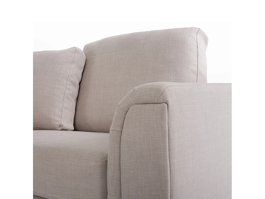 Canapé Angle à gauche en Tissu Beige et Pouf Ottoman Housses Amovibles Oslo