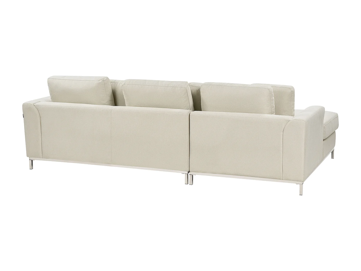 Canapé Angle à gauche en Tissu Beige et Pouf Ottoman Housses Amovibles Oslo