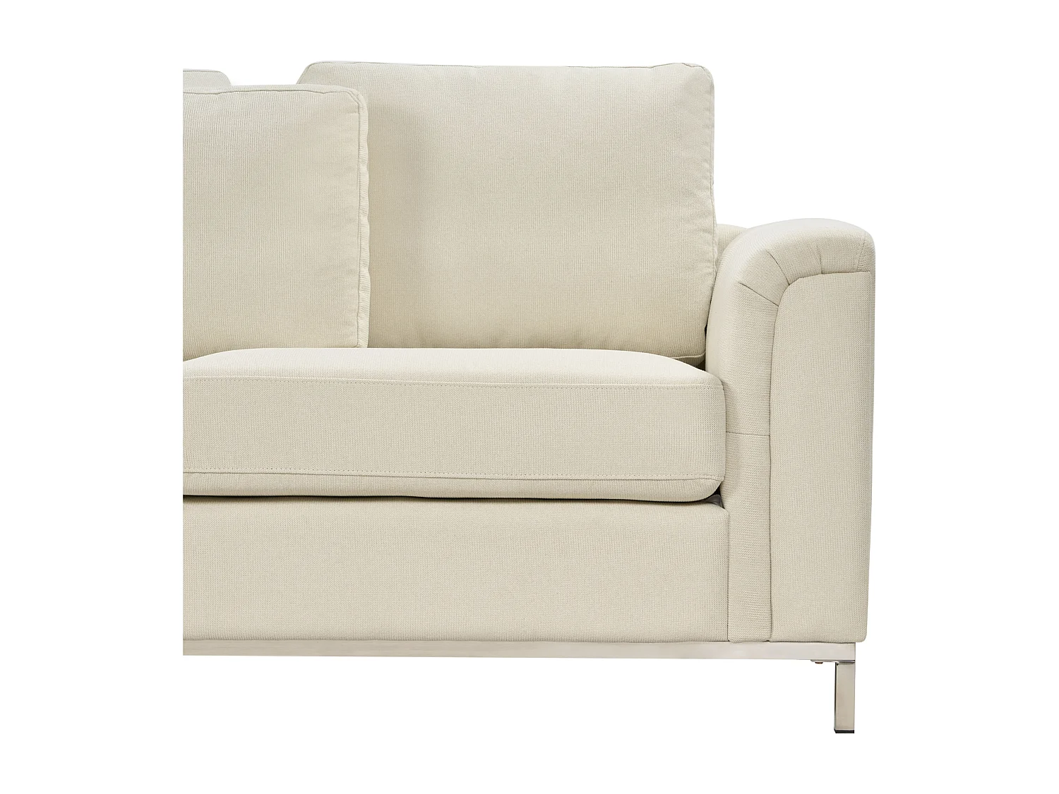 Canapé Angle à gauche en Tissu Beige et Pouf Ottoman Housses Amovibles Oslo