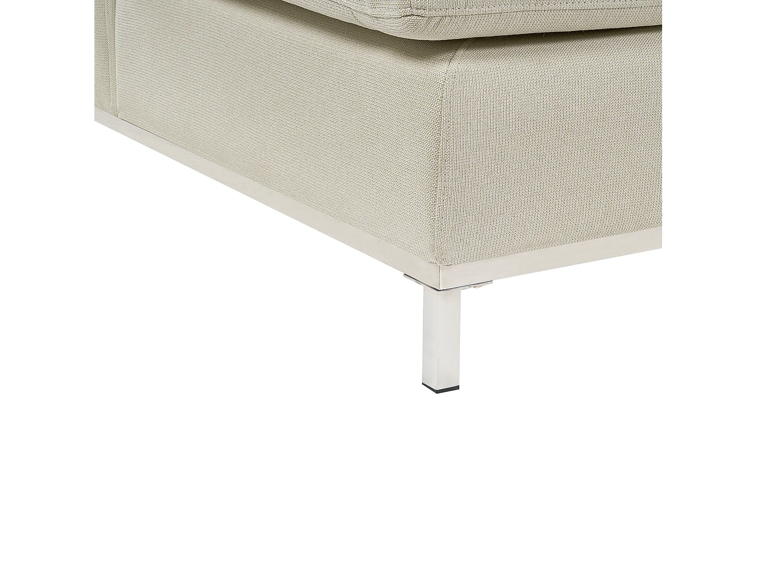 Canapé Angle à gauche en Tissu Beige et Pouf Ottoman Housses Amovibles Oslo