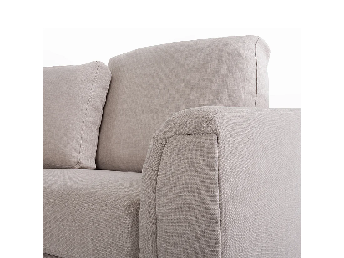 Canapé Angle à gauche en Tissu Beige et Pouf Ottoman Housses Amovibles Oslo