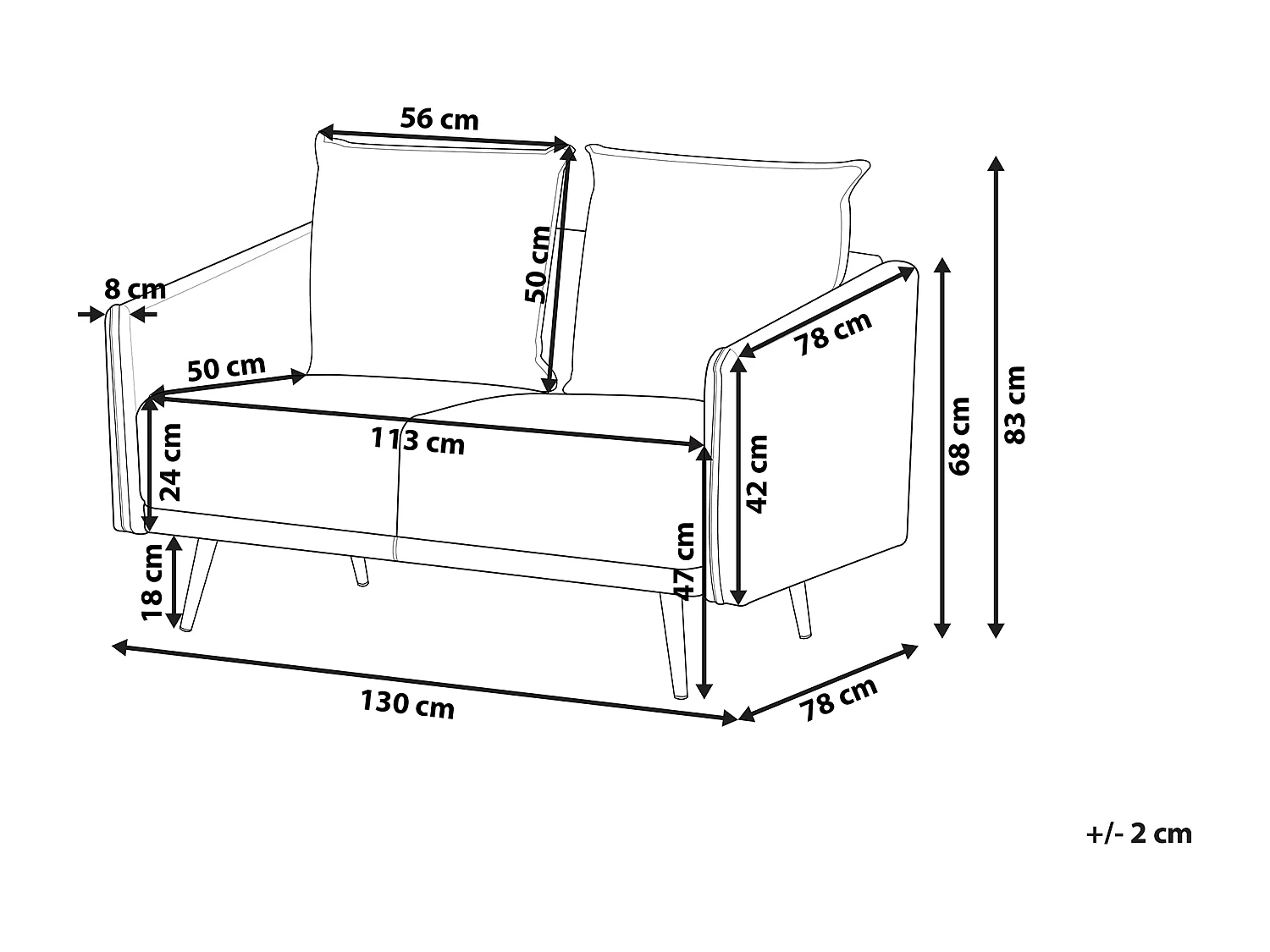 Sofa MAURA Welur Różowy dla 2 osób
