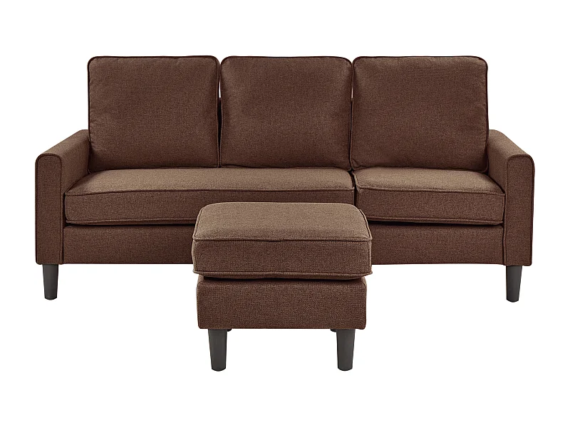 Canapé 3 places AVESTA Tissu Marron avec ottoman