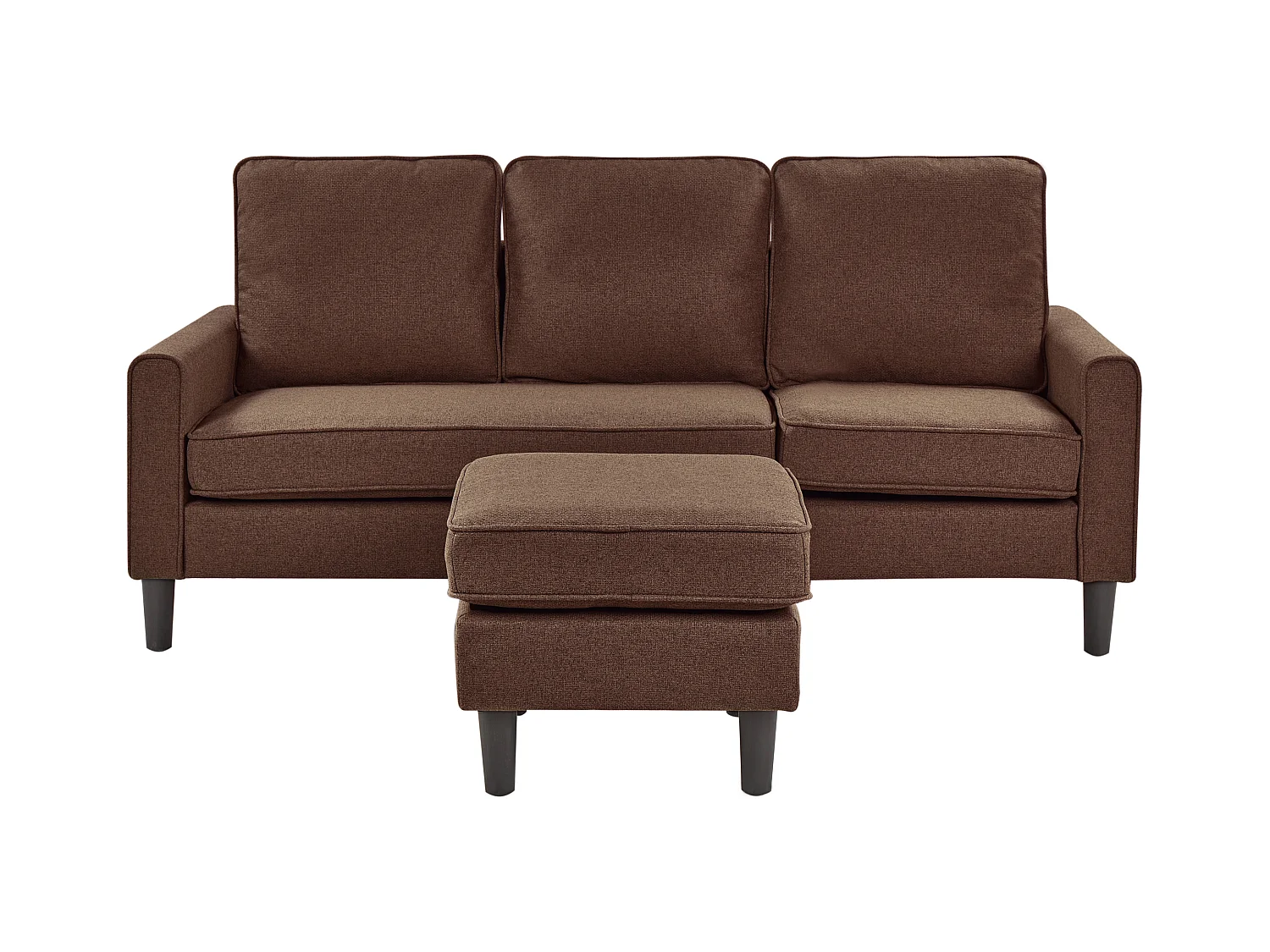 Canapé 3 places AVESTA Tissu Marron avec ottoman