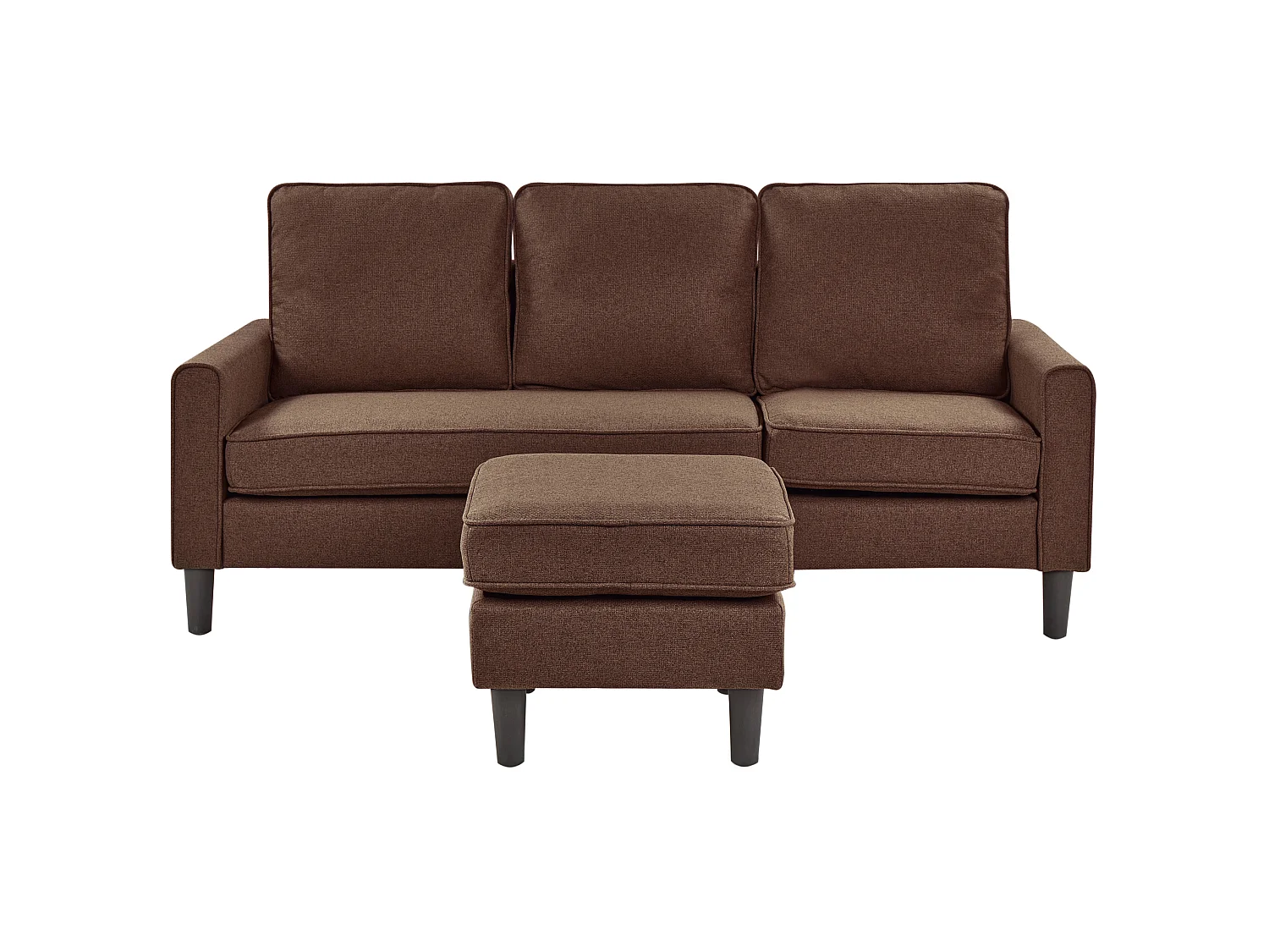 Canapé AVESTA Tissu Marron avec ottoman 3 places