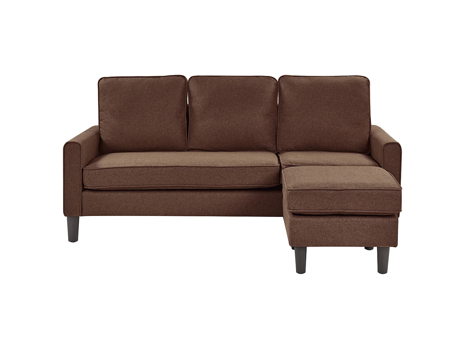 Canapé AVESTA Tissu Marron avec ottoman 3 places