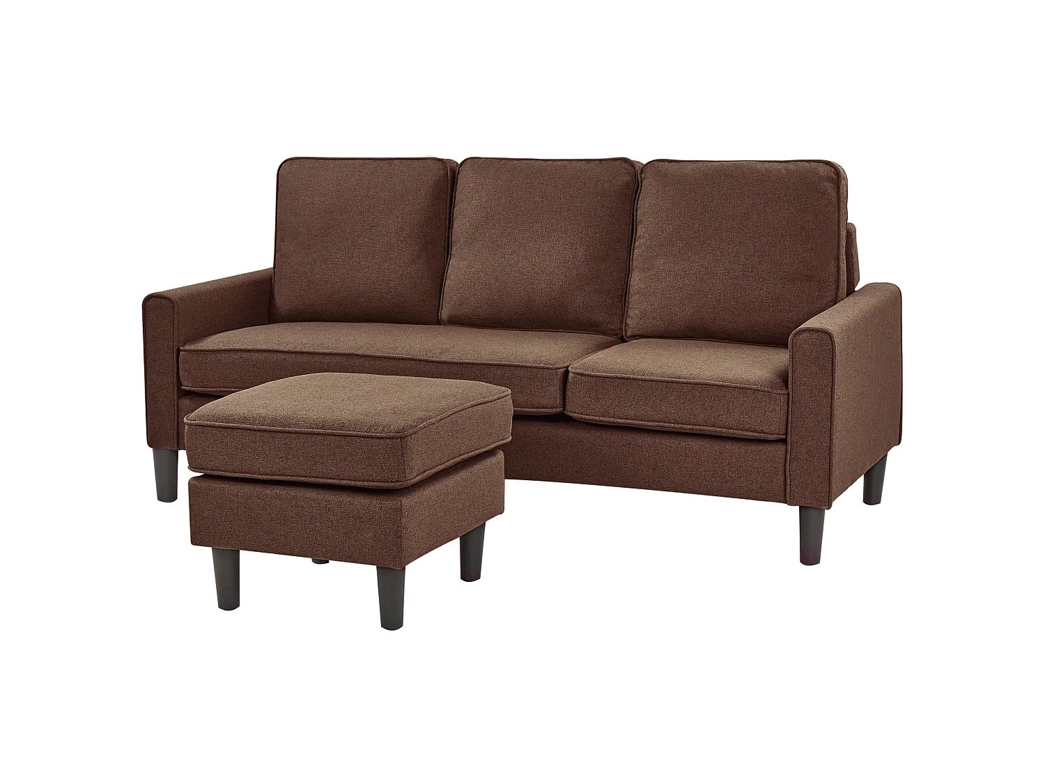 Canapé AVESTA Tissu Marron avec ottoman 3 places