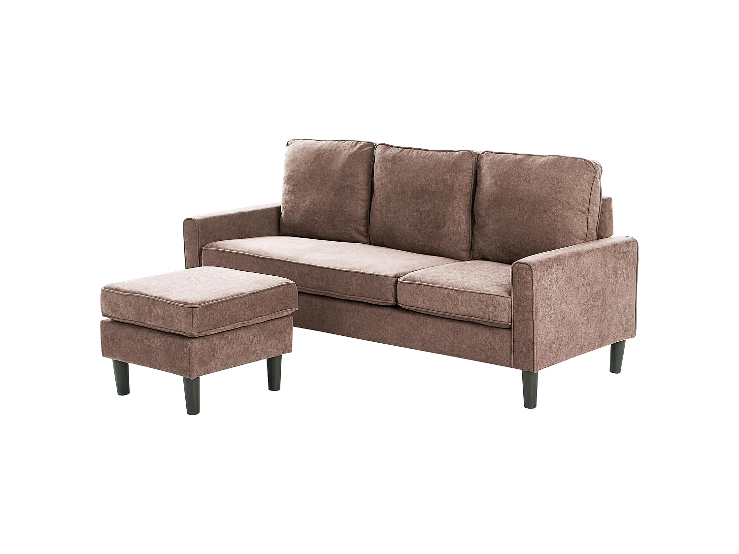 Sofa 3 Seater AVESTA Fabric Brown with Ottoman