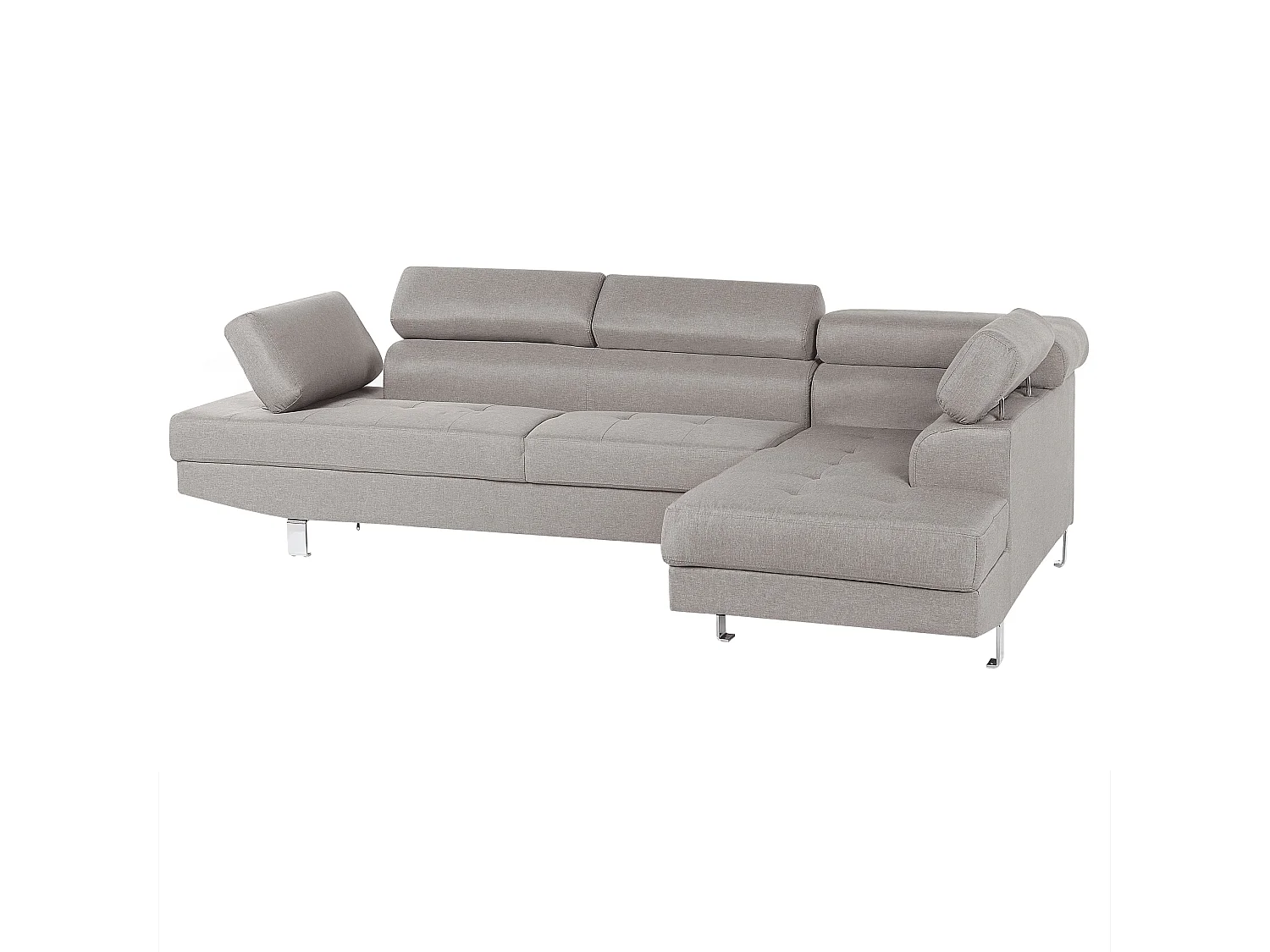 Beliani - Canapé d'Angle - Norrea - Tissu, Gris Clair