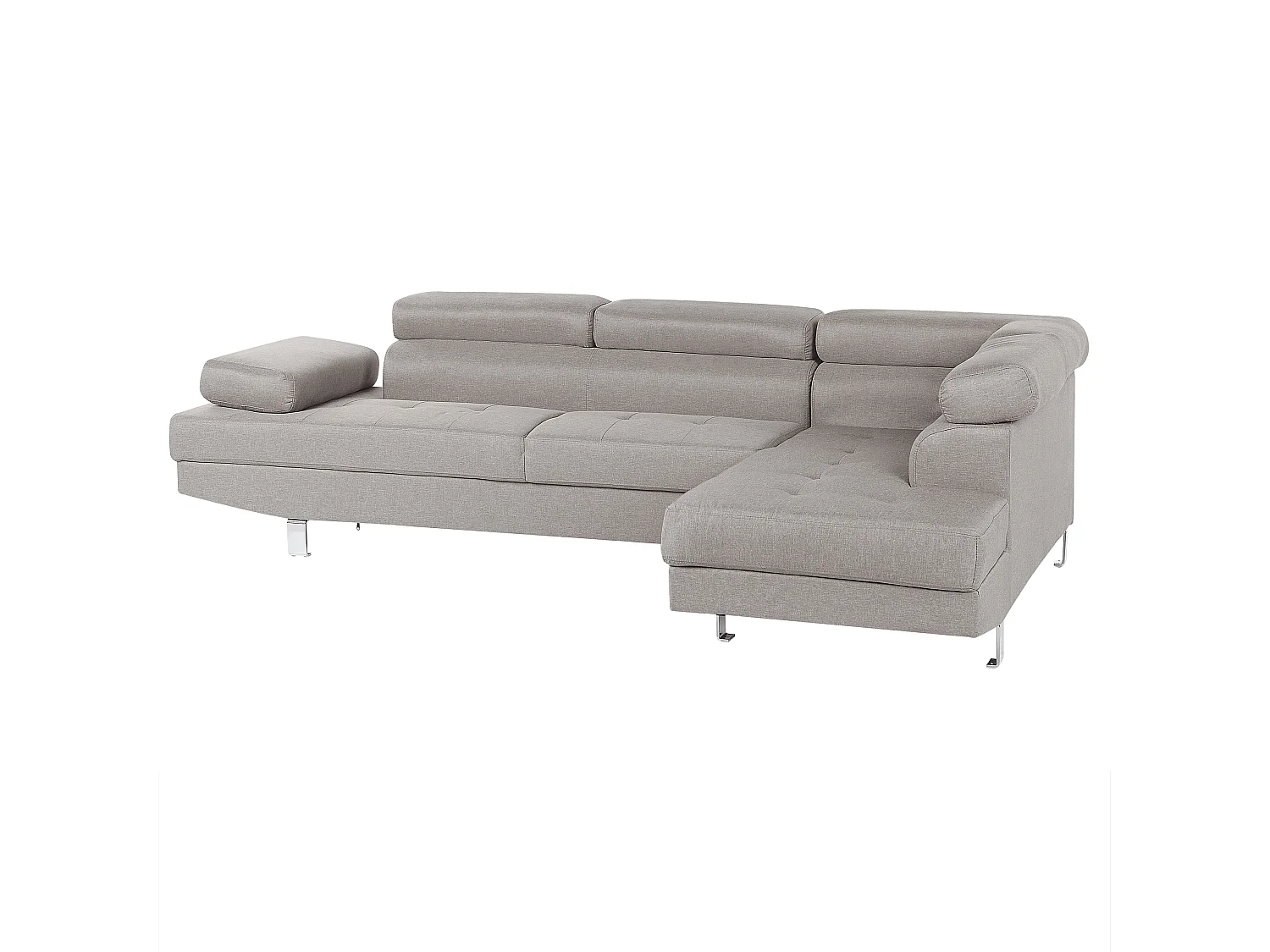 Beliani - Canapé d'Angle - Norrea - Tissu, Gris Clair