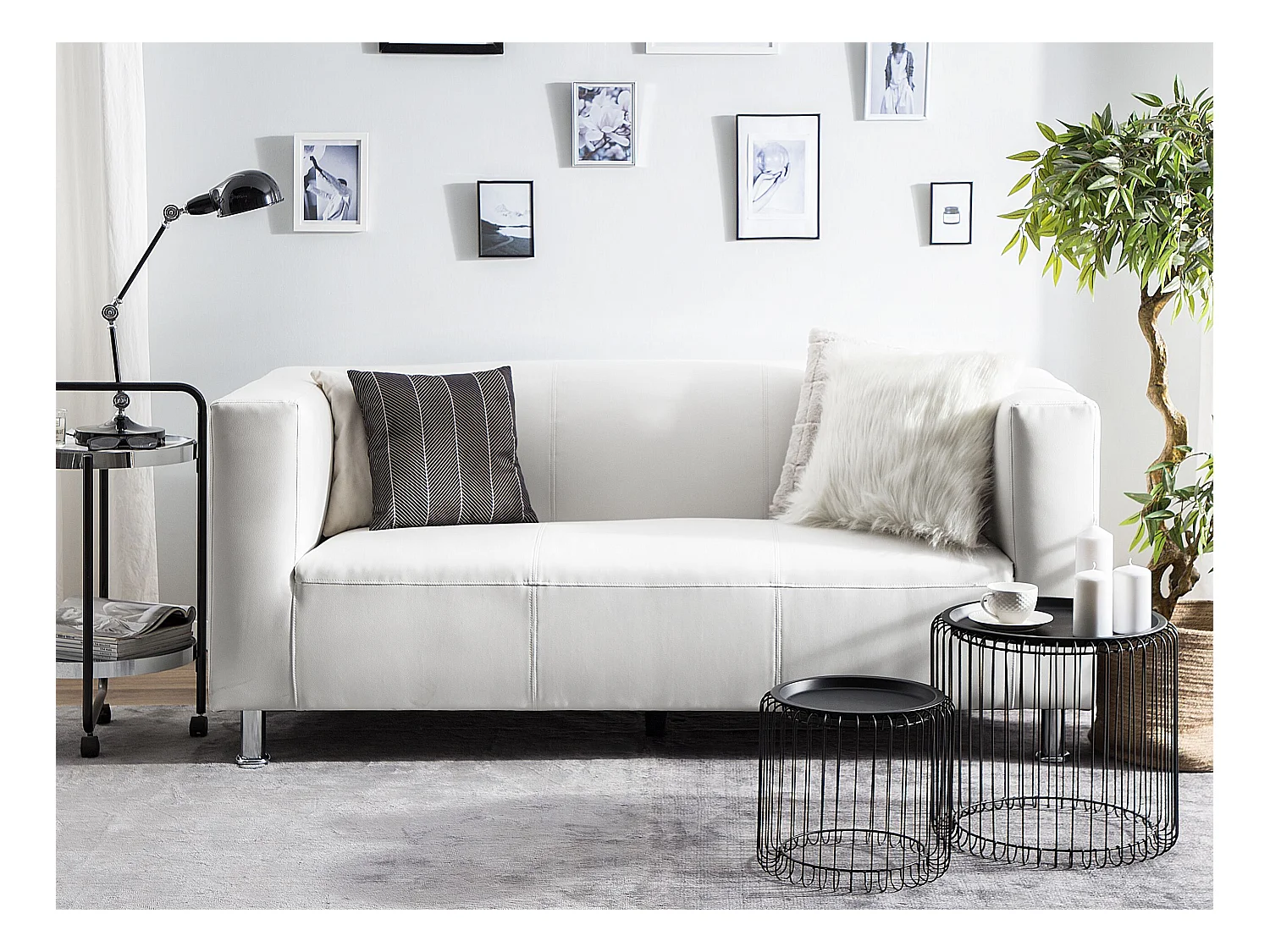 Bank FLORO Kunstleer Wit 3-zitter