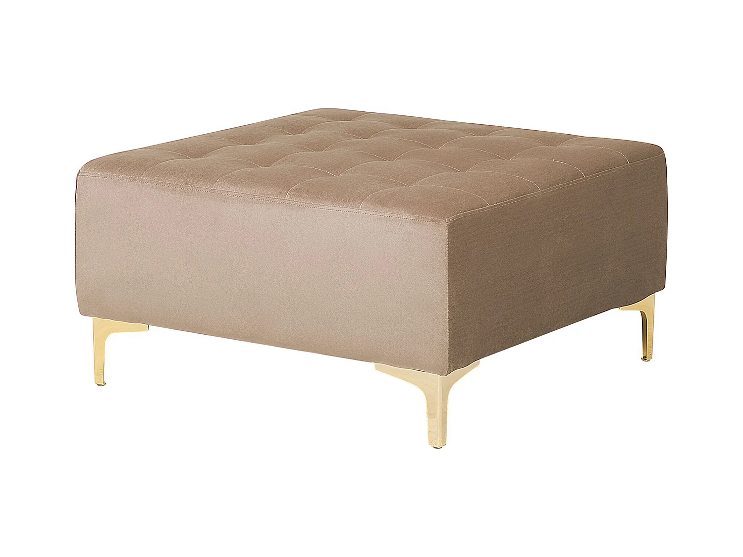 Canapé-lit d'angle modulable 5 places ABERDEEN Velours Beige sable avec ottoman Côté droite