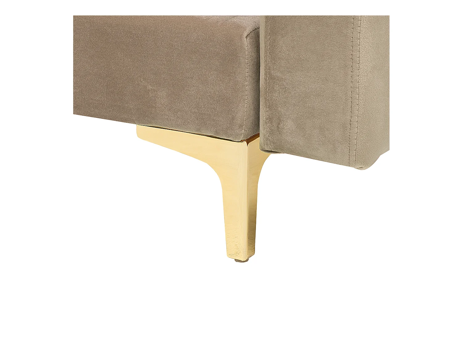 Canapé-lit d'angle modulable 5 places ABERDEEN Velours Beige sable avec ottoman Côté droite