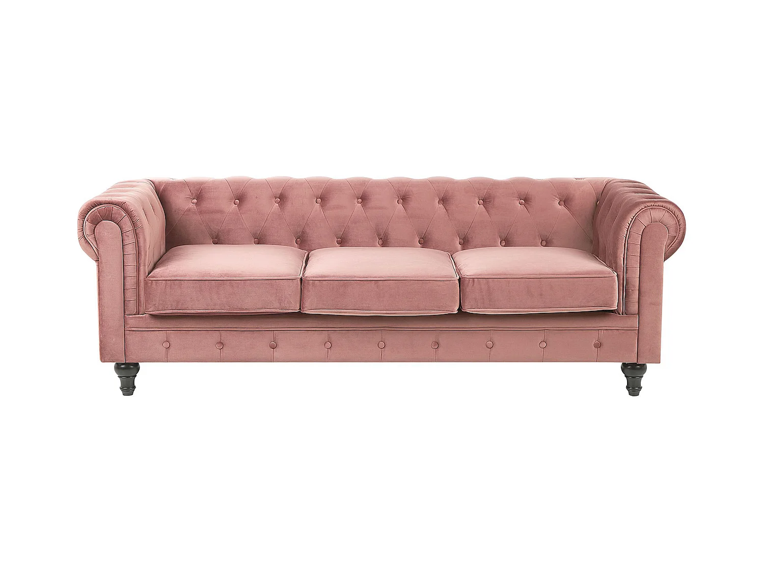 Canapé 3 places CHESTERFIELD Velours Rose