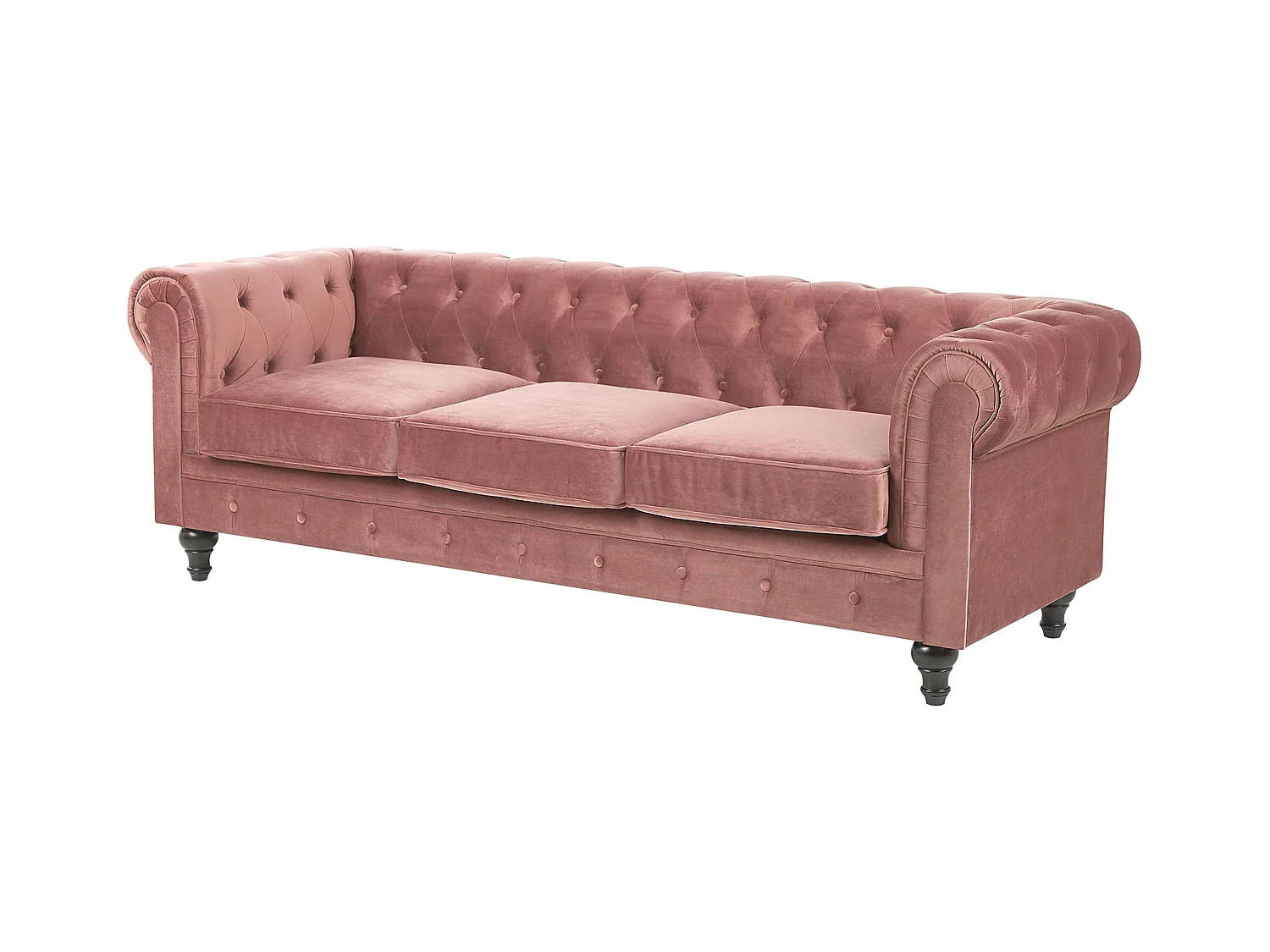 Klassisches Polstersofa 3er-Sitzer Samtstoff rosa Chesterfield