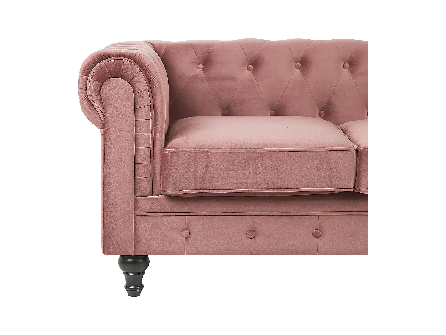 Klassisches Polstersofa 3er-Sitzer Samtstoff rosa Chesterfield
