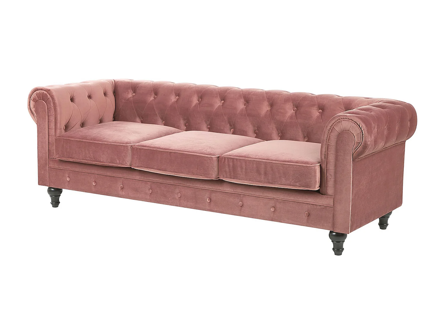Canapé 3 places CHESTERFIELD Velours Rose