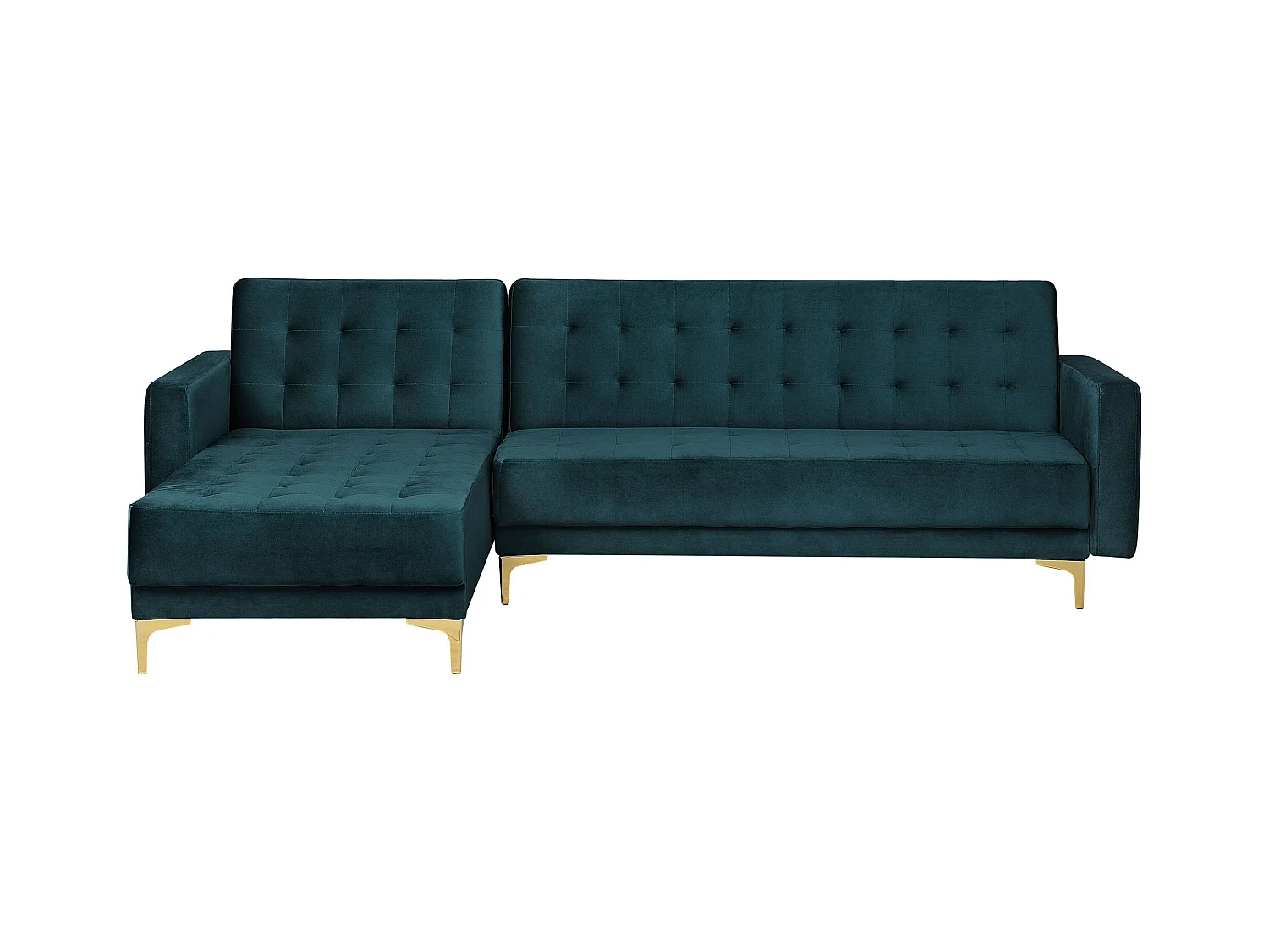 Sofá-cama de canto modular ABERDEEN Veludo Azul esverdeado 4 lugares à direita