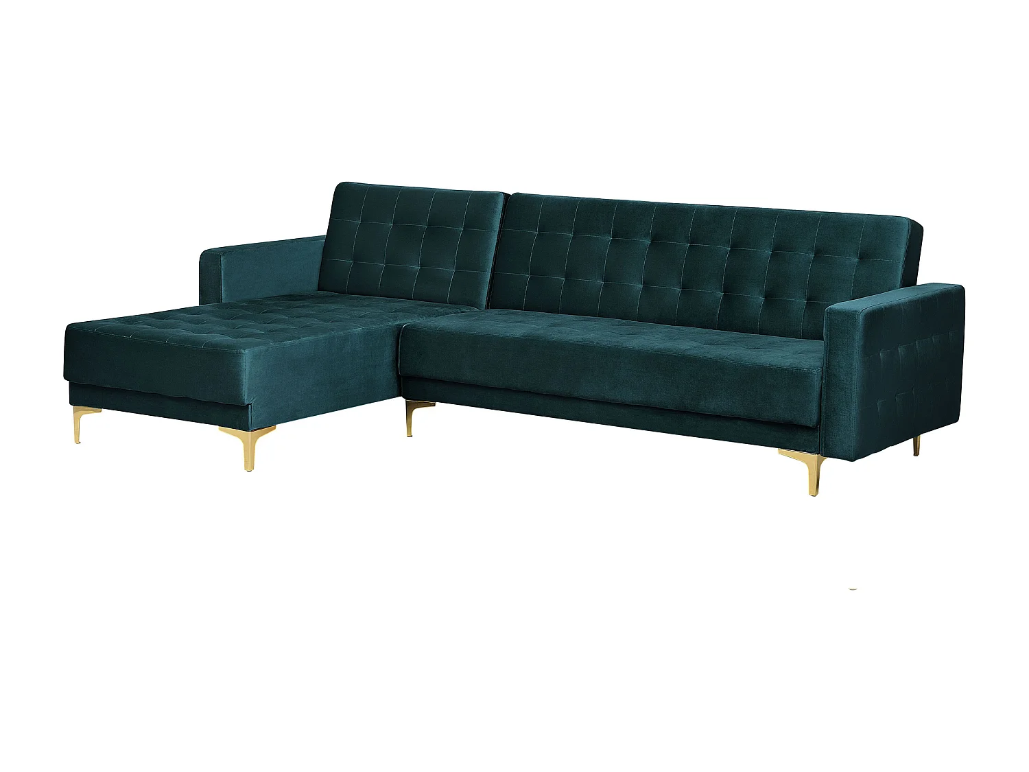 Sofá-cama de canto modular ABERDEEN Veludo Azul esverdeado 4 lugares à direita