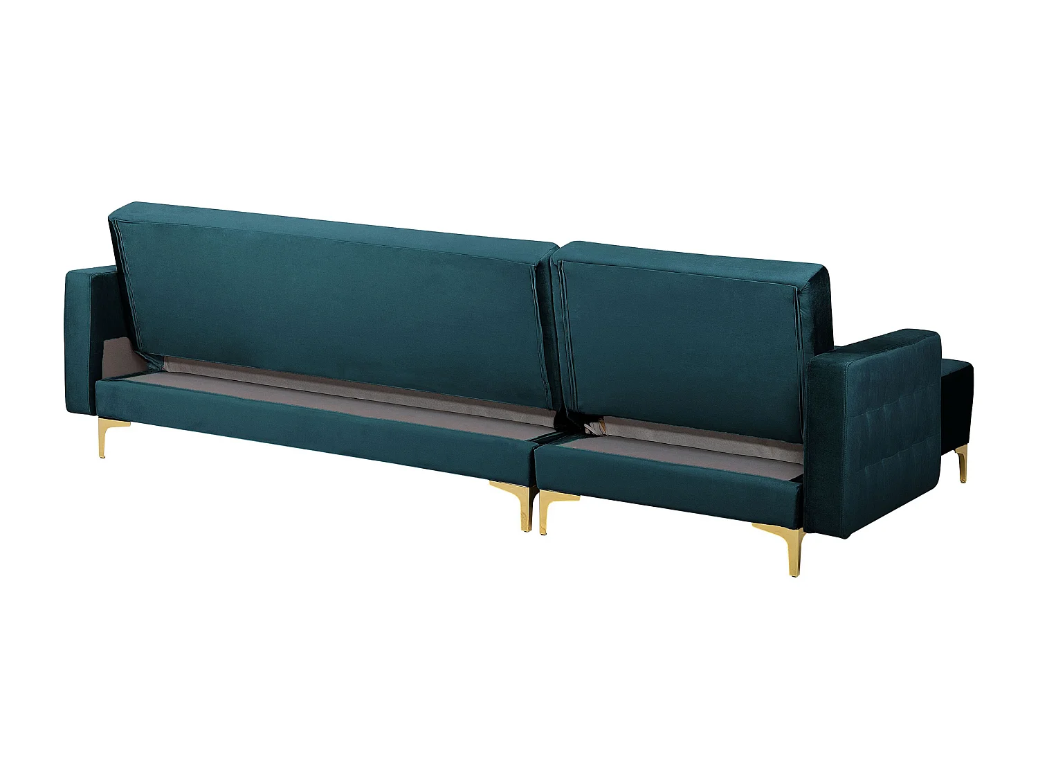 Sofá-cama de canto modular ABERDEEN Veludo Azul esverdeado 4 lugares à direita