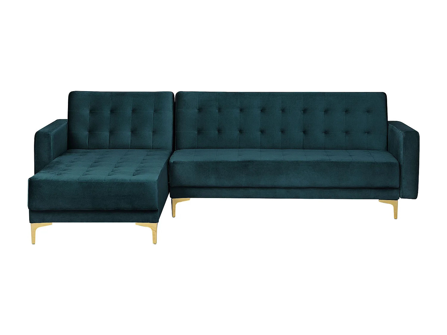 Sofá-cama de canto modular ABERDEEN Veludo Azul esverdeado 4 lugares à direita