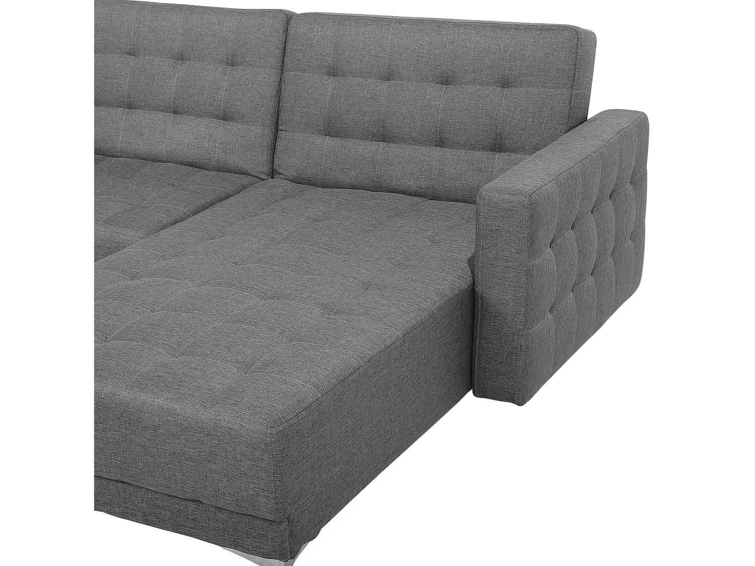 Canapé-lit d'angle modulable 4 places ABERDEEN Tissu Gris clair avec ottoman Côté droite