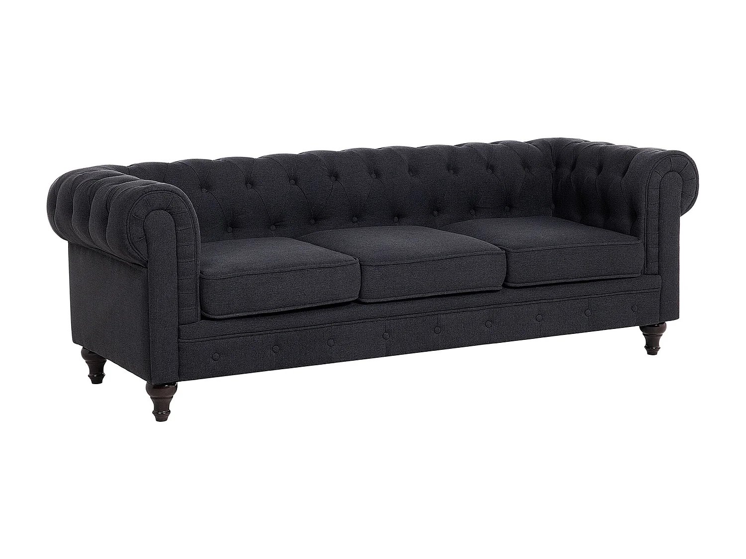 Divano CHESTERFIELD Tessuto Grigio grafite 3 posti