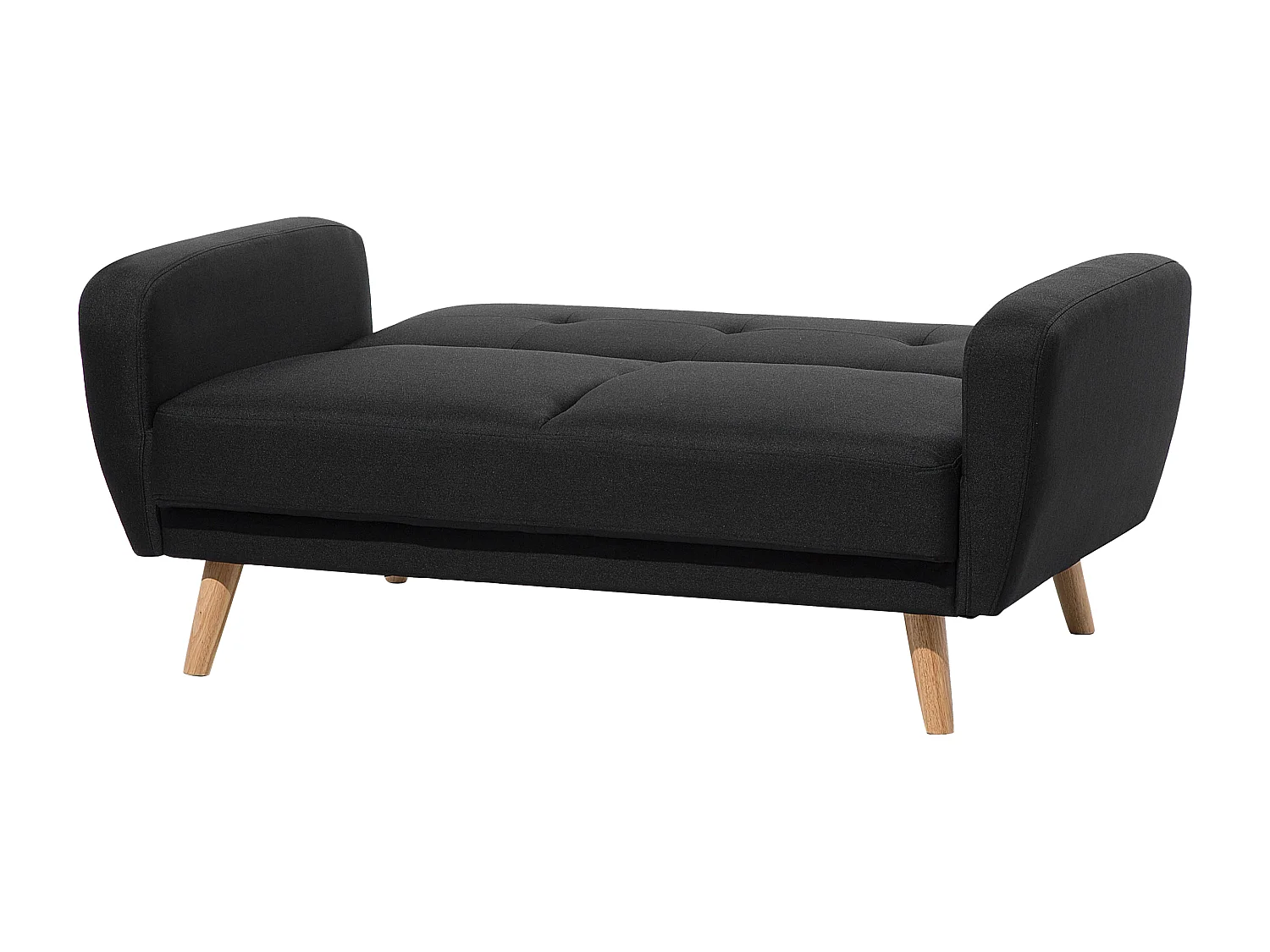 2-Sitzer Sofa Stoffbezug schwarz mit Schlaffunktion Holzbeine Schlafsofa Florli