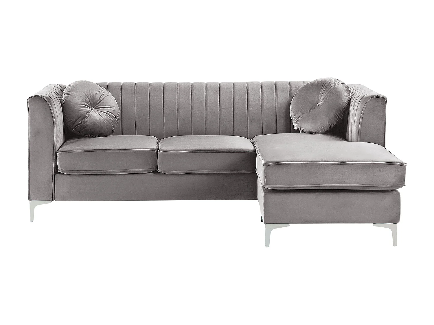 Hoekbank fluweel grijs linkszijdig TIMRA