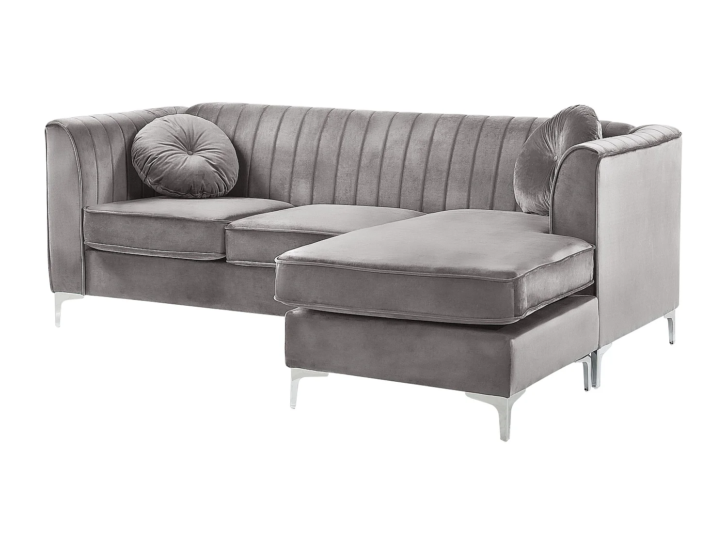 Hoekbank fluweel grijs linkszijdig TIMRA