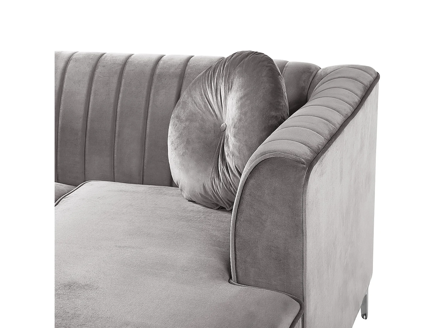 Hoekbank fluweel grijs linkszijdig TIMRA