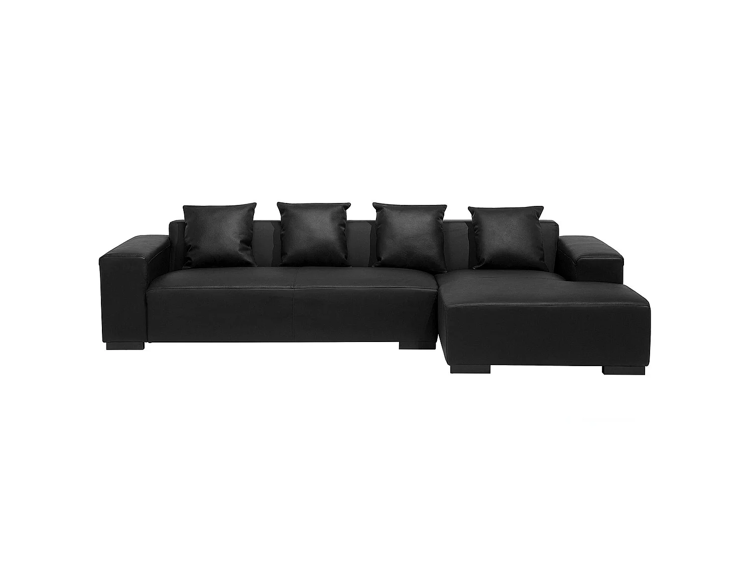 4-Sitzer Sofa Leder schwarz linksseitig LUNGO