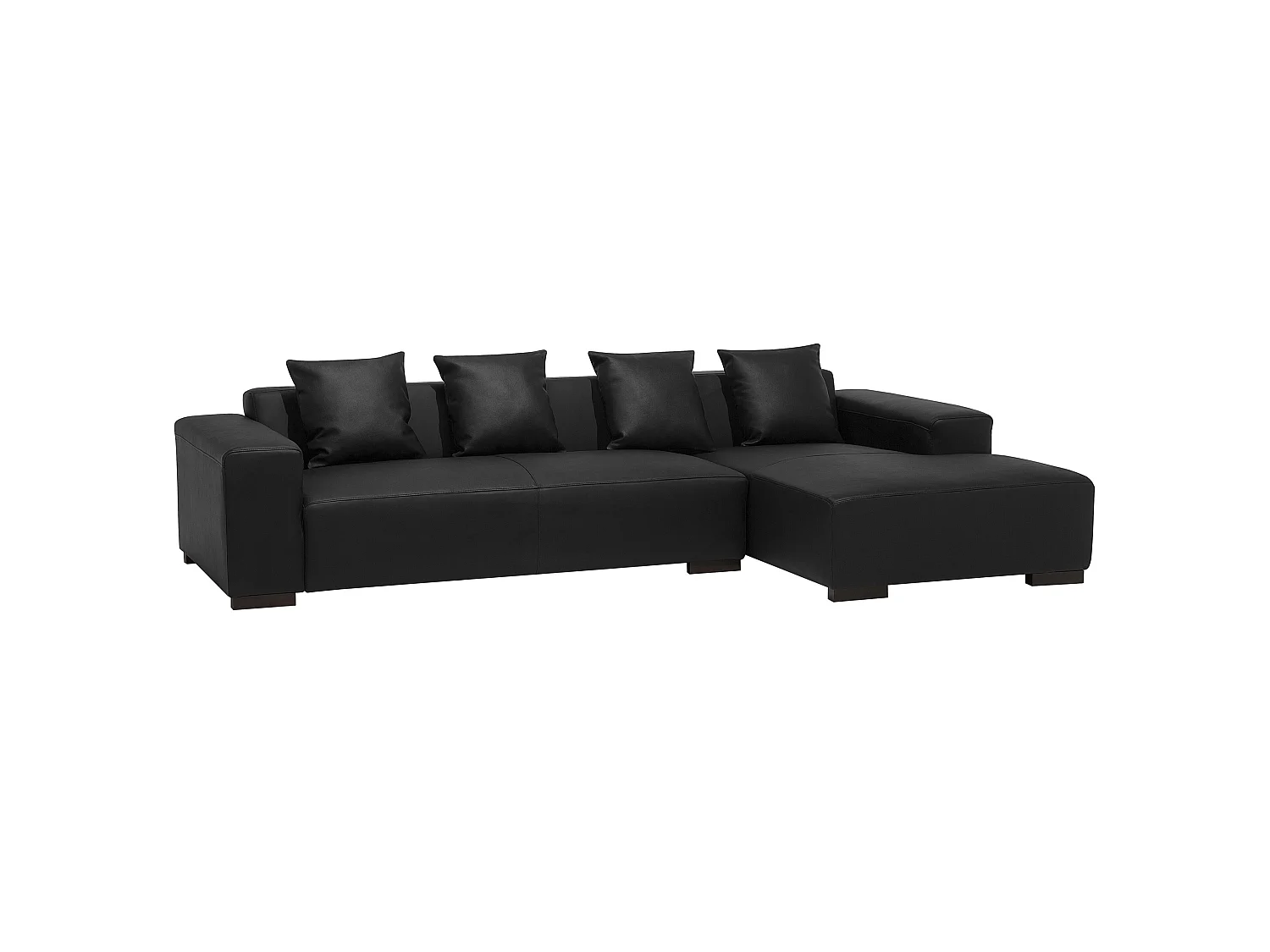 4-Sitzer Sofa Leder schwarz linksseitig LUNGO