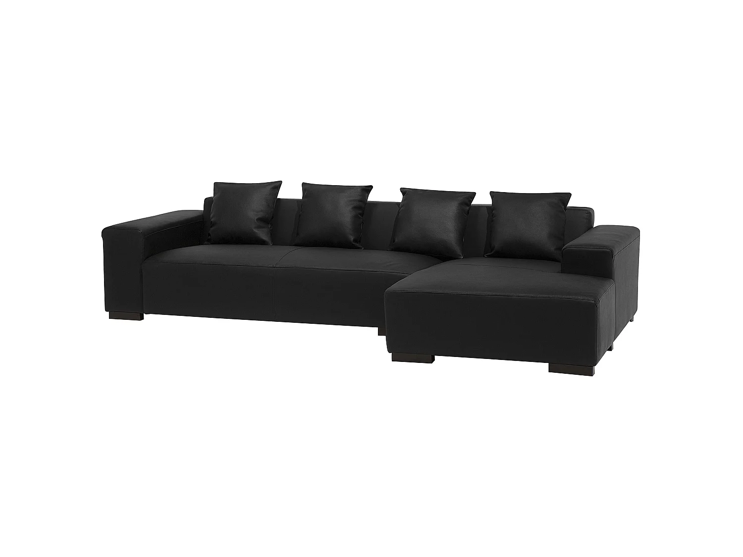 4-Sitzer Sofa Leder schwarz linksseitig LUNGO