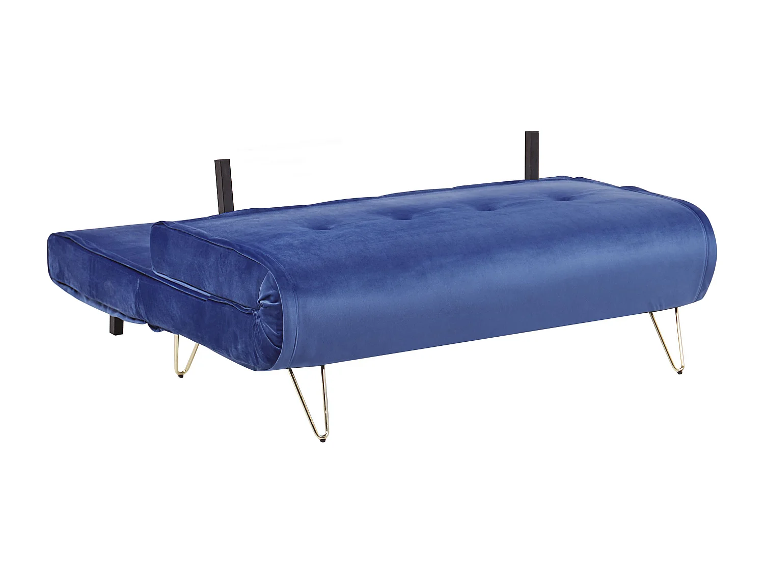 2-Sitzer Sofa marineblau Samtstoff mit Schlaffunktion und Zierkissen Vestfold