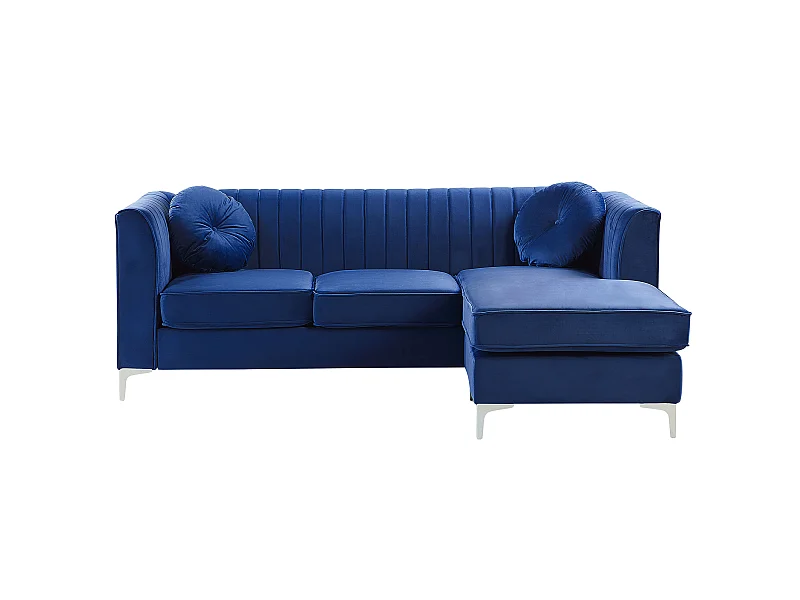 Canapé d'Angle - Timra - Côté Gauche, en Velours, Bleu