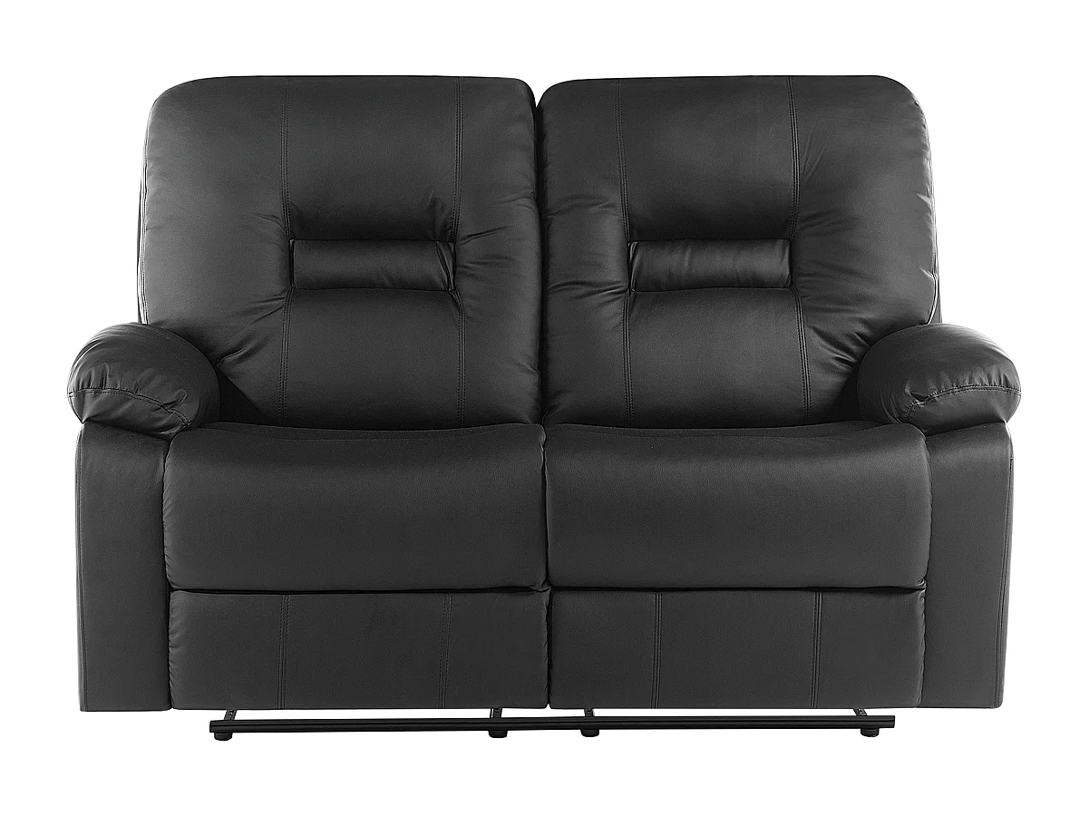 Sofa z manualną funkcją relaksu BERGEN Ekoskóra Czarny dla 2 osób