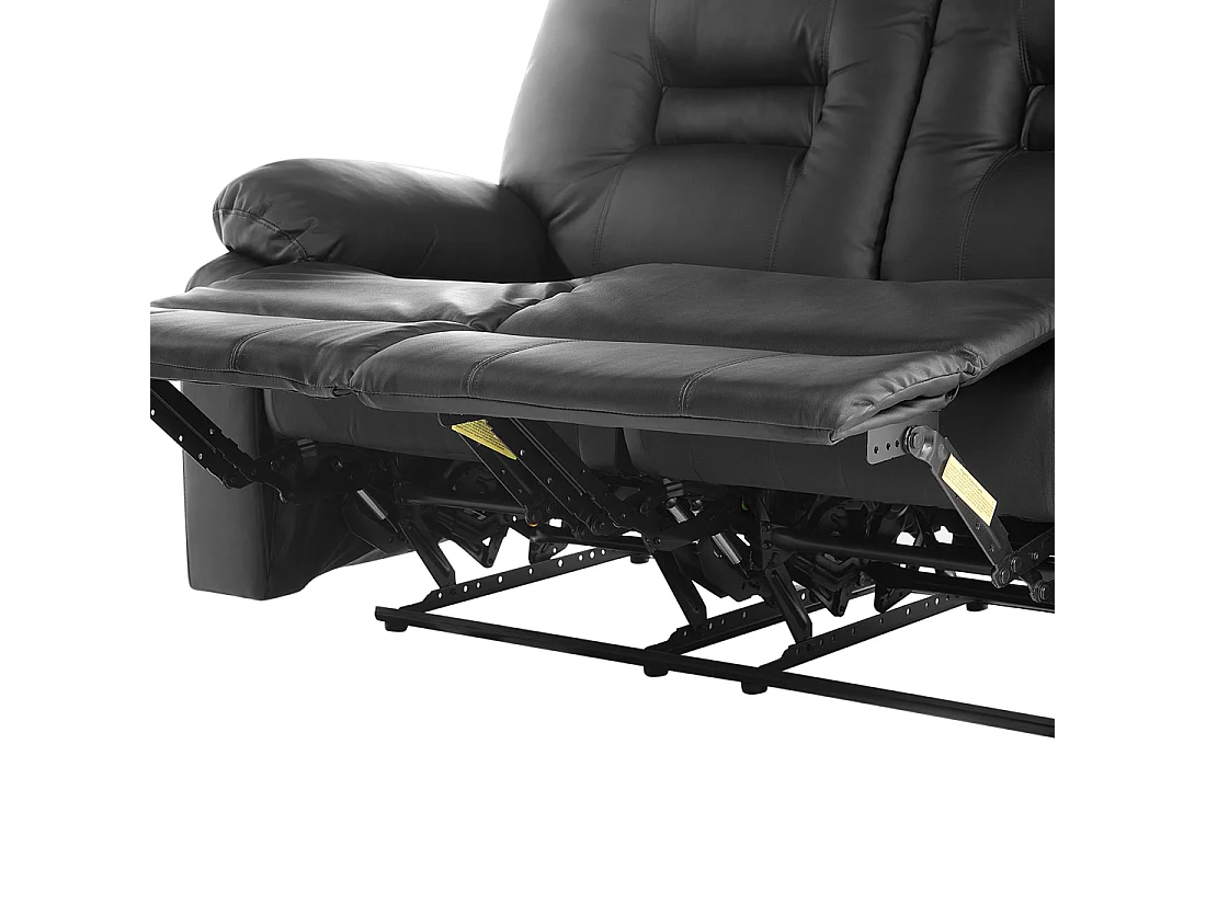 Sofa z manualną funkcją relaksu BERGEN Ekoskóra Czarny dla 2 osób