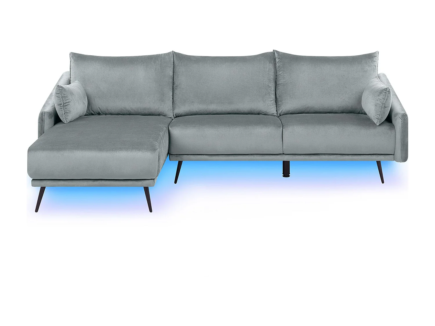 Hoekbank VARDE Fluweel Grijs LED 3-zitter Rechterzijde