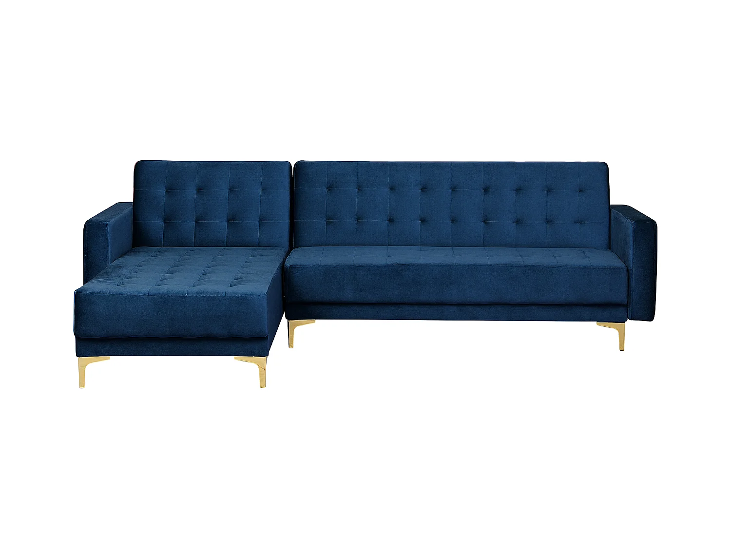 Modulaire hoekslaapbank ABERDEEN Fluweel Marineblauw 4-zitter Rechterzijde
