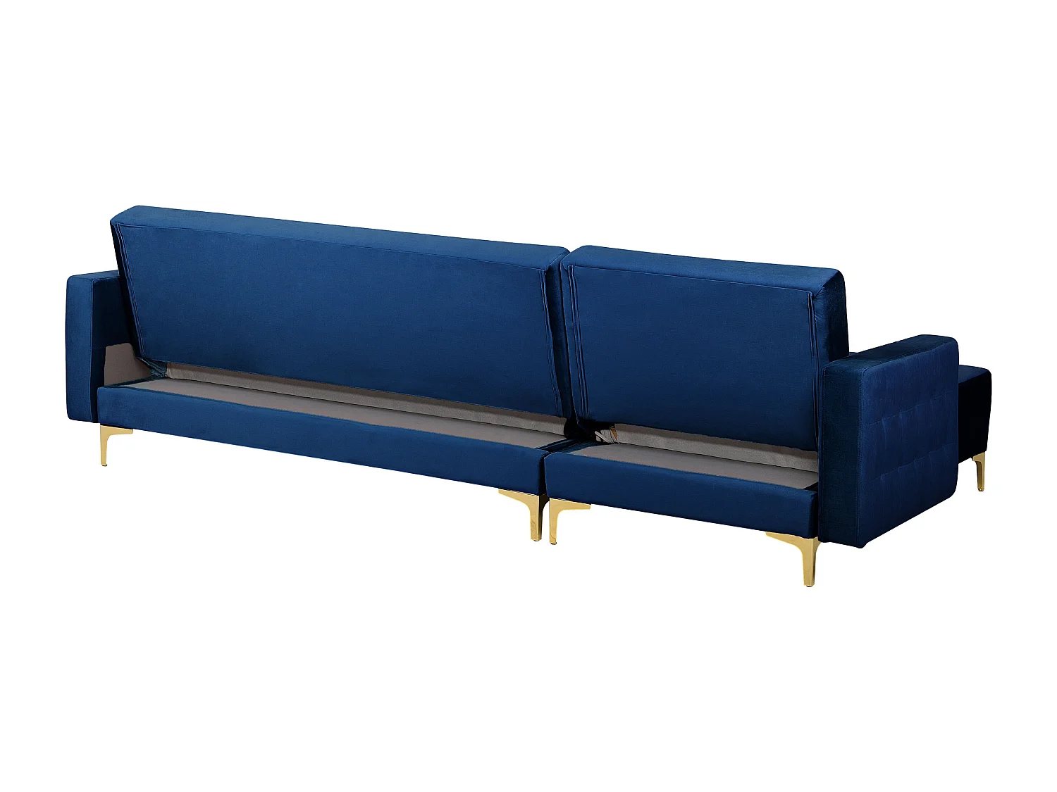 Modulaire hoekslaapbank ABERDEEN Fluweel Marineblauw 4-zitter Rechterzijde