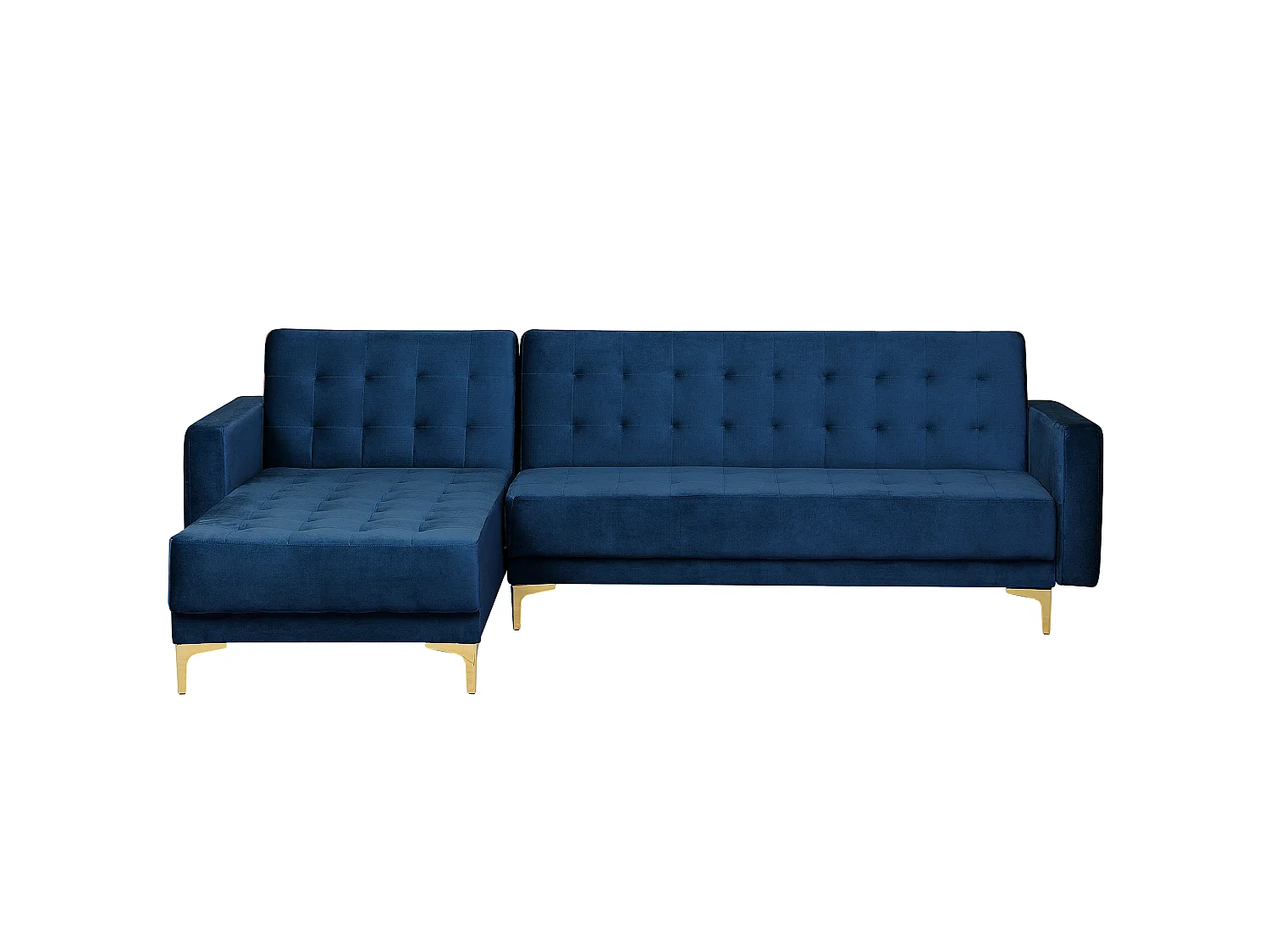 Modulaire hoekslaapbank ABERDEEN Fluweel Marineblauw 4-zitter Rechterzijde