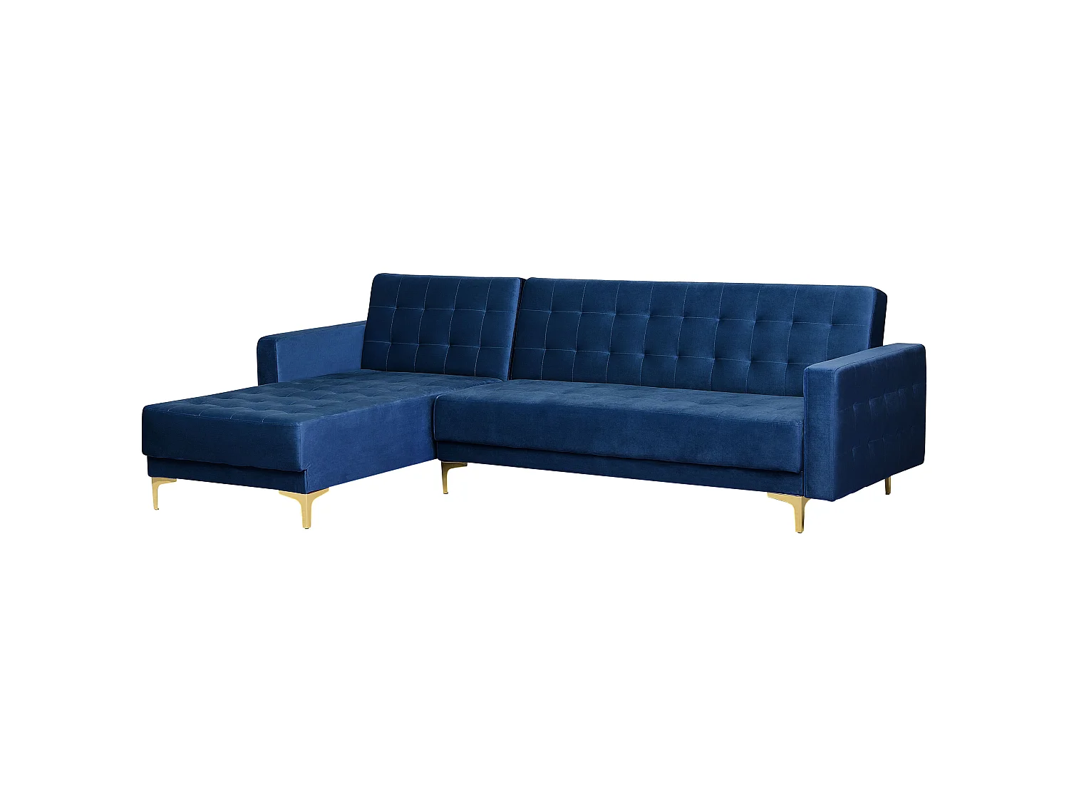 Modulaire hoekslaapbank ABERDEEN Fluweel Marineblauw 4-zitter Rechterzijde