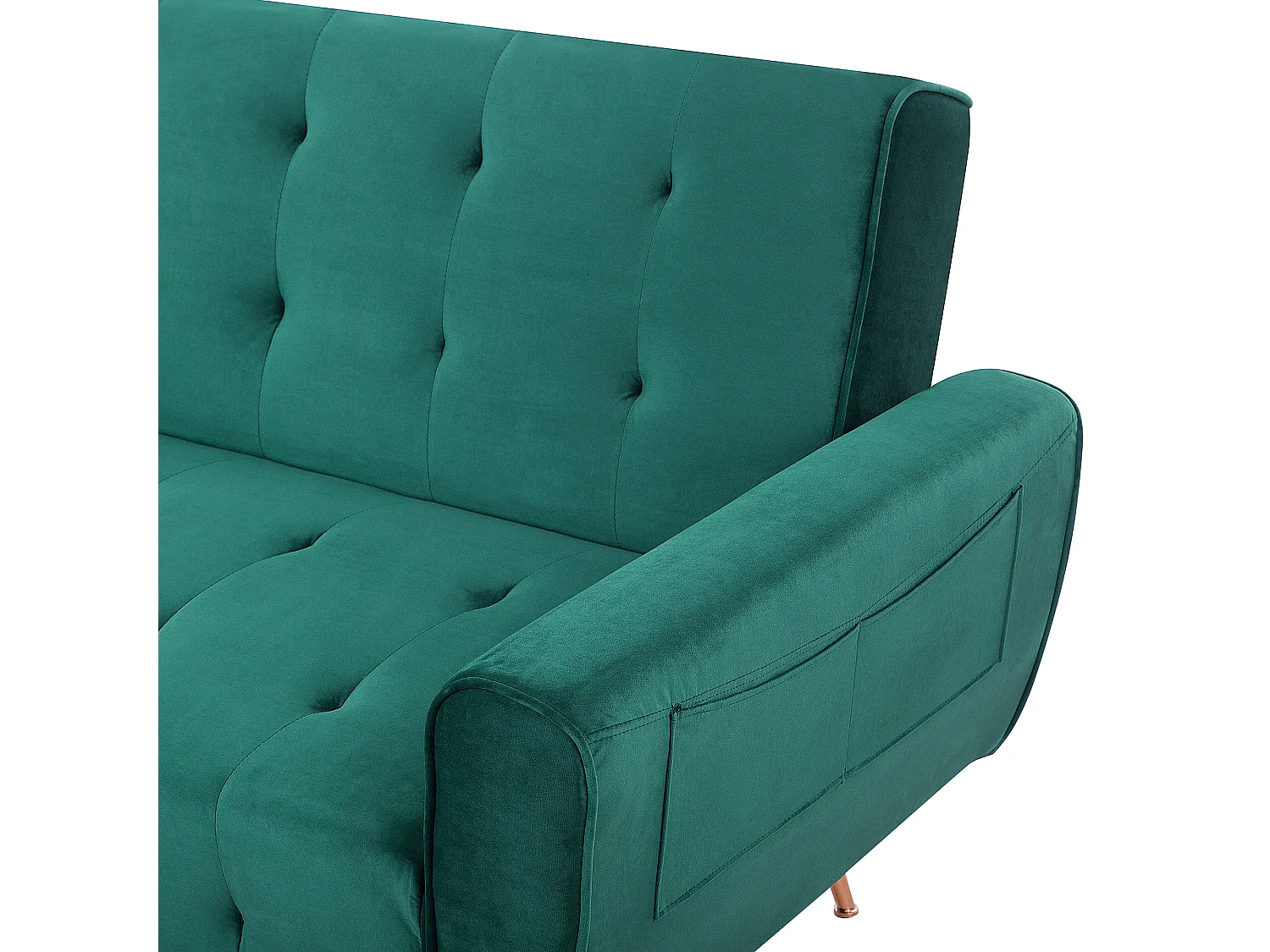 Divano letto SELNES Velluto Verde smeraldo 3 posti